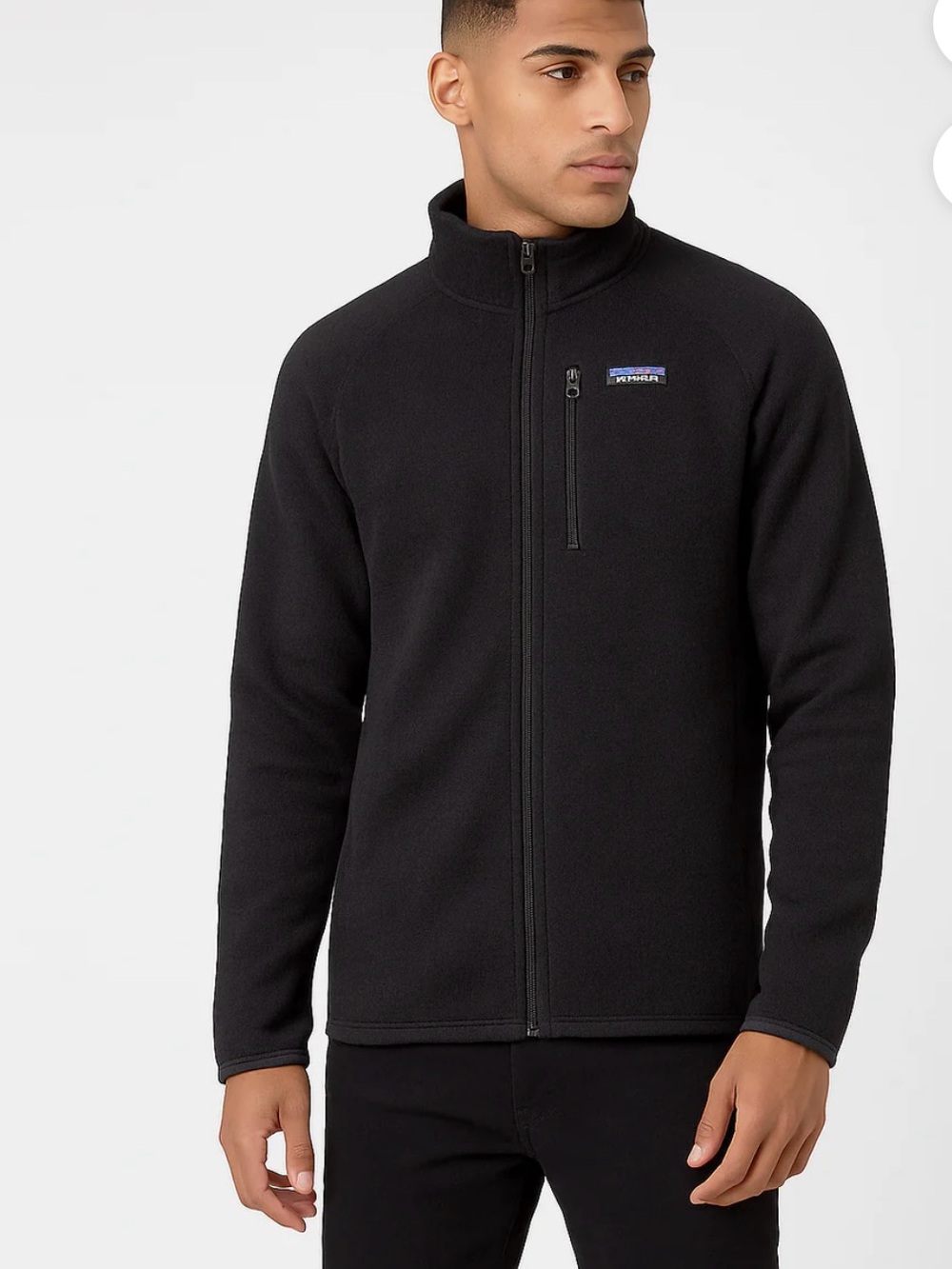 Patagonia Black Zip-Up Fleece Jacket with Chest Pocket